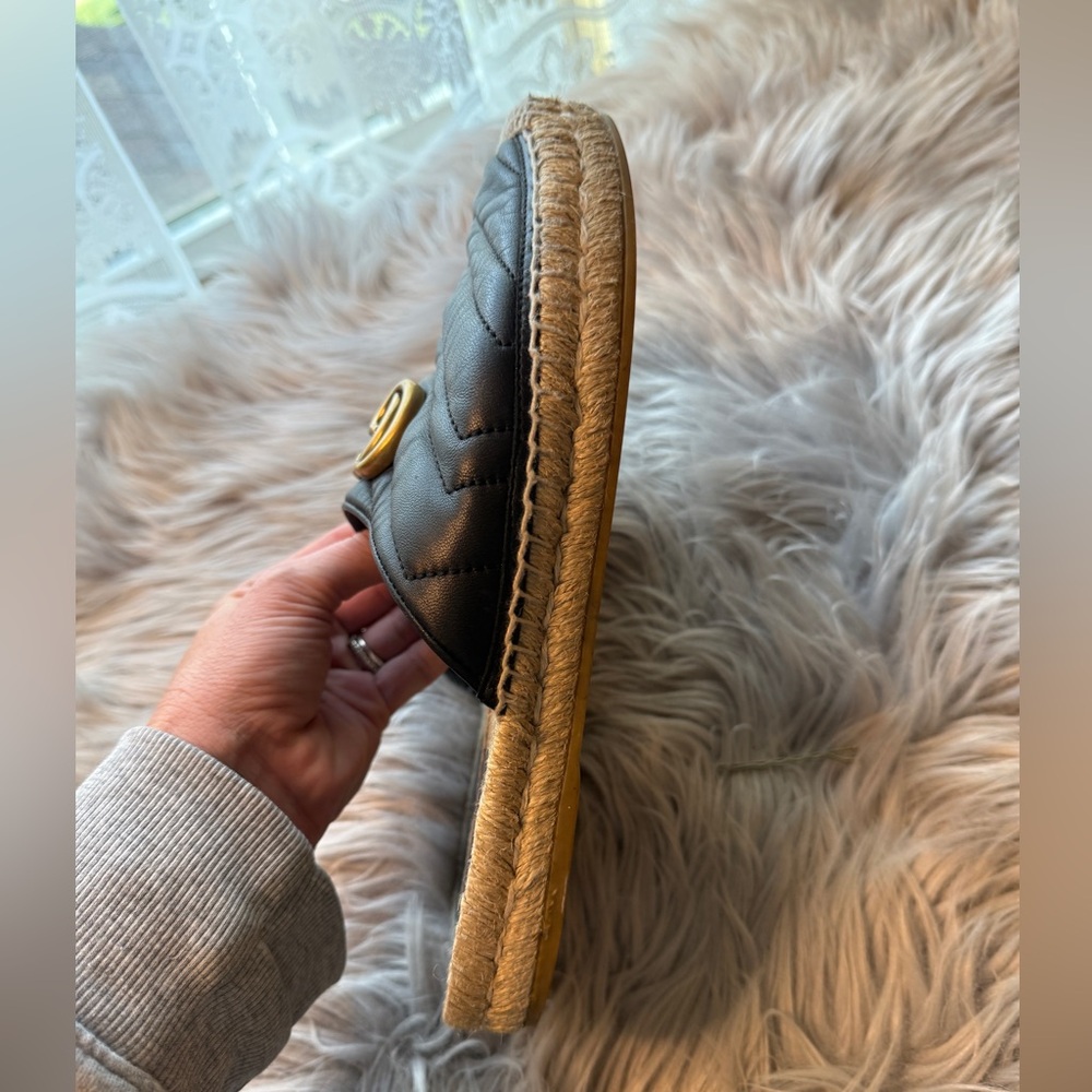Gucci Nappa Matelasse GG Marmont Espadrille Mules - Picture 15 of 16